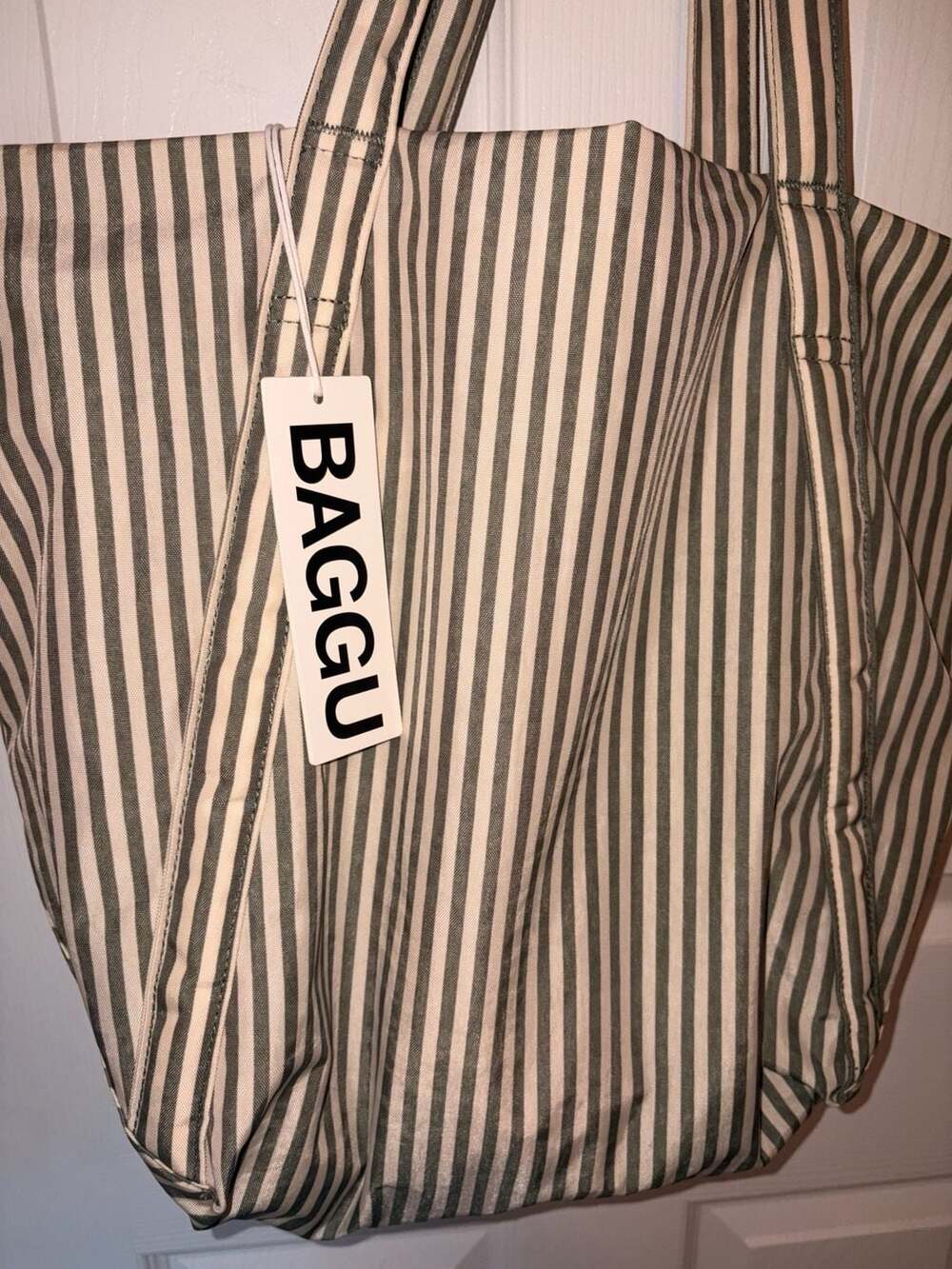 BAGGU Cloud Bag Geen Stripe Tote Bag - Picture 4 of 5